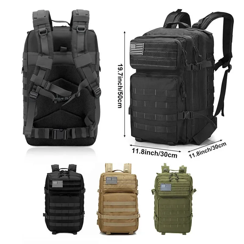 Rucksack Military Style - 2Q-50L กระเป๋าเป้สะพายหลังยุทธวิธีผู้ชายกระเป๋าเดินทางความจุขนาดใหญ่กระเป๋าเป้สะพายหลังผู้ชายกันน้ำกลางแจ้ง 1 กีฬากระเป๋าอเนกประสงค์
