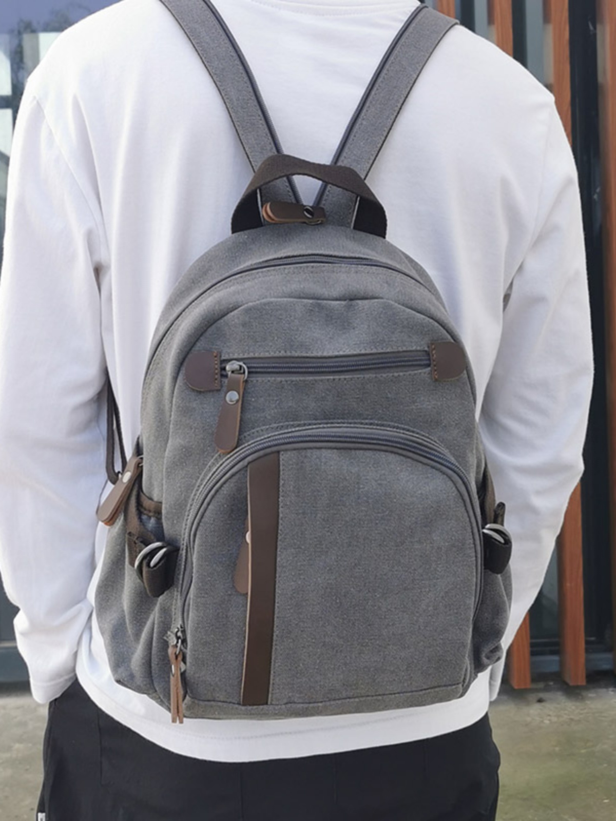 Canvas Backpack Casual - กระเป๋าเป้ผ้าแคนวาสขนาดเล็ก กระเป๋าคาดอกอเนกประสงค์สำหรับกีฬาและกิจกรรมยามว่าง กระเป๋าใส่หนังสือลำลอง กระเป๋าเดินป่า สำหรับผู้ชายและผู้หญิง ทันสมัย