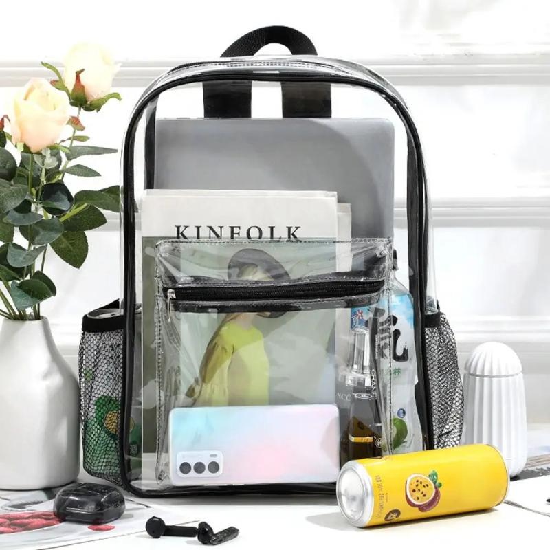 Canvas Backpack Casual - กระเป๋าเป้สะพายหลังใสกันน้ำสำหรับกีฬากลางแจ้งและฟิตเนส ความจุขนาดใหญ่ เหมาะสำหรับการเดินทางแบบสบายๆ