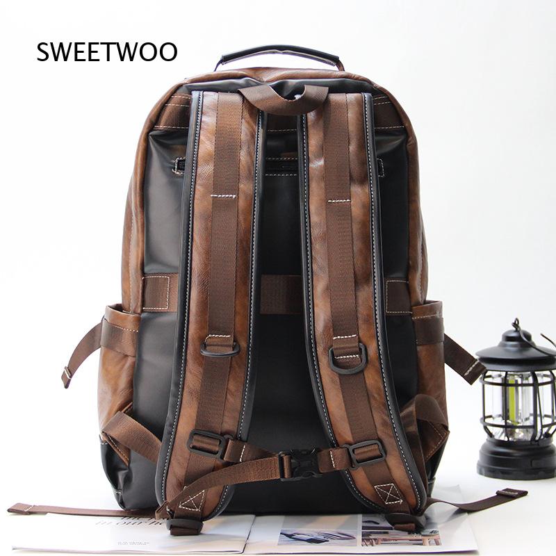 กระเป๋าเป้สะพายหลังหนังเทียมสี - Leather Backpack Vintage บทวิจารณ์และราคา
