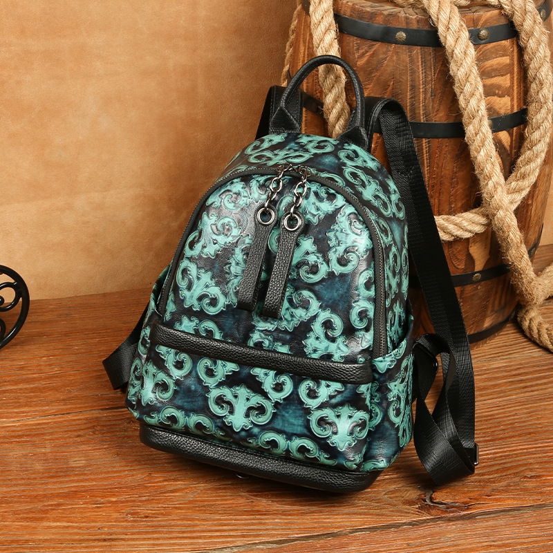 Johnature ของแท้หนังนูน Retro  - Leather Backpack Vintage บทวิจารณ์และราคา