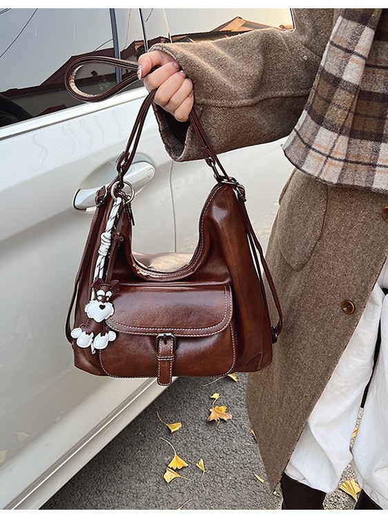 กระเป๋าสะพายหลังและสะพายไหล่หน - Leather Backpack Vintage บทวิจารณ์และราคา